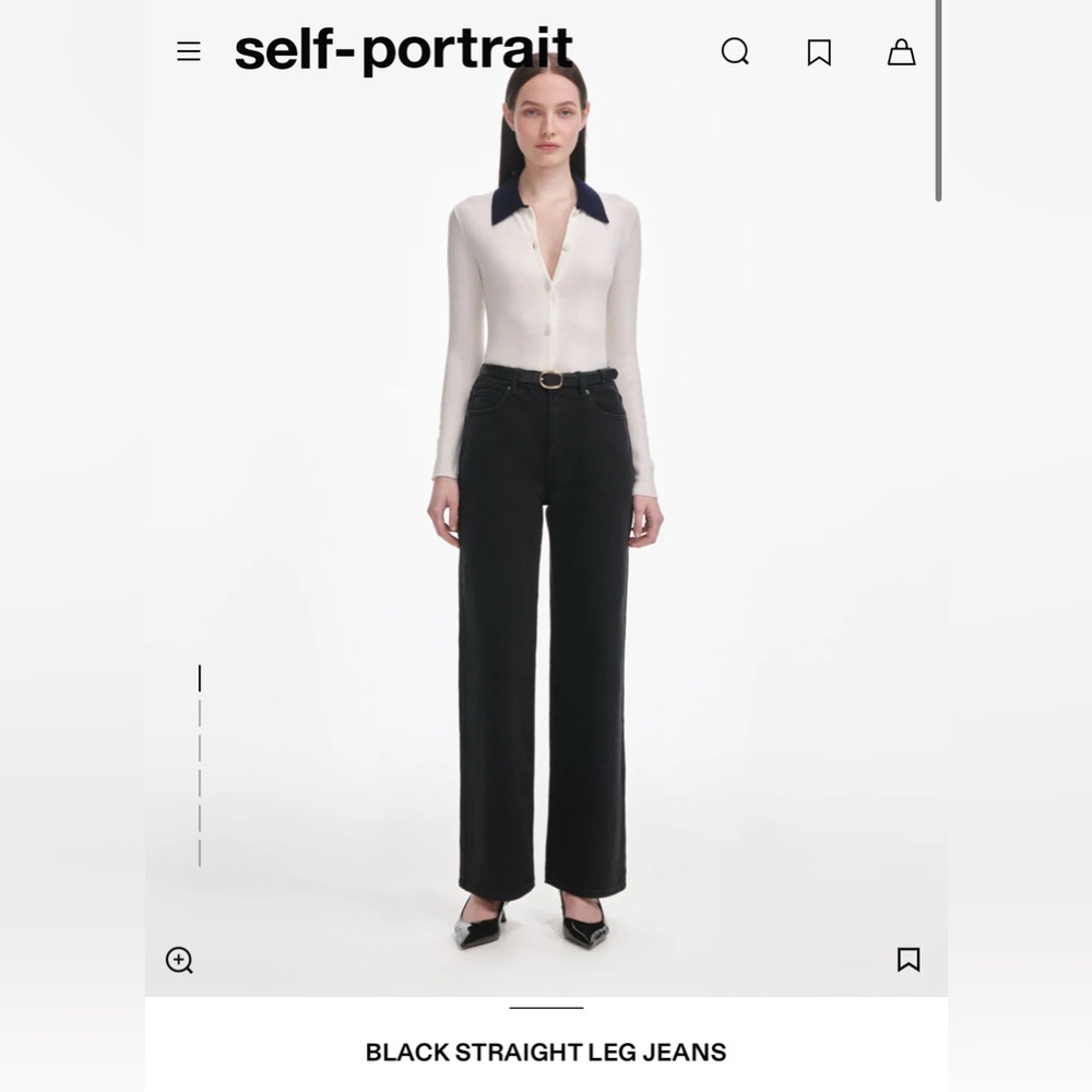 Self Portrait Black‎ High Waisted Straight Jean.